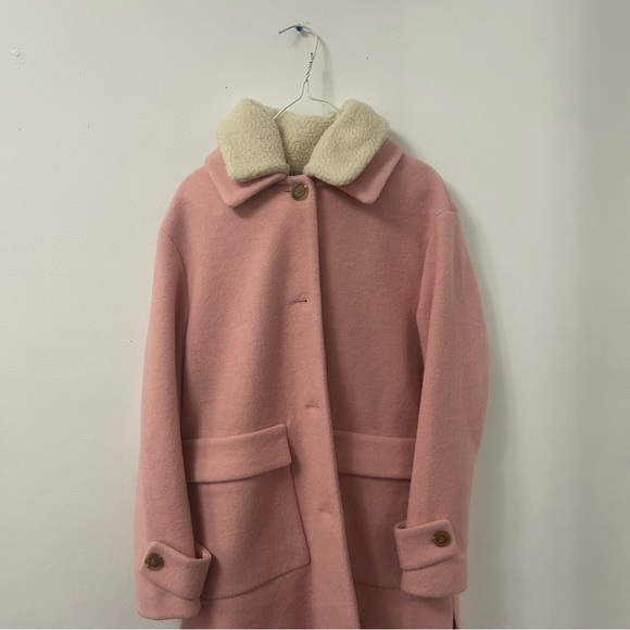 Jackets & Blazers - Pink Coat with Cream Collar